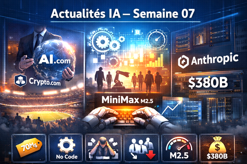 Weekly IA S.07 : AI.com, OpenClaw, étude Harvard, IA en Chine sans emploi, MiniMax M2.5, Série G pour Anthropic